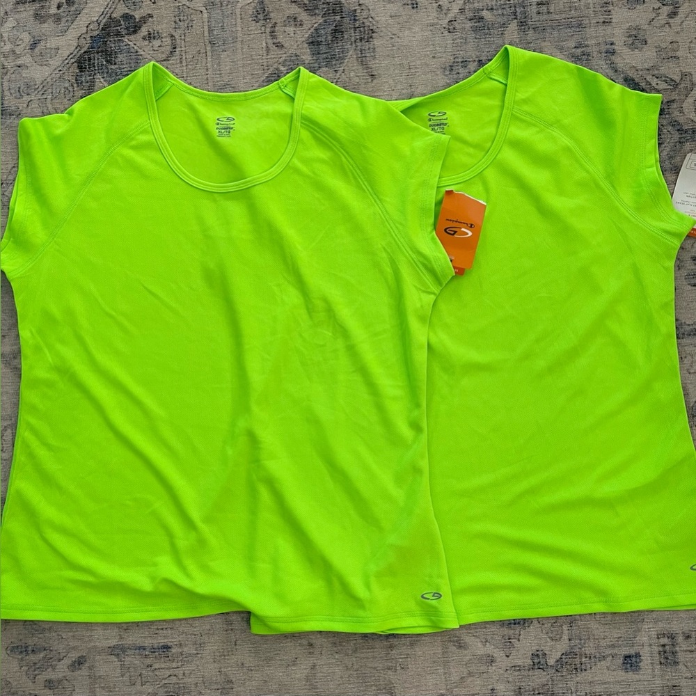 Two brand new Champion lime green XL top